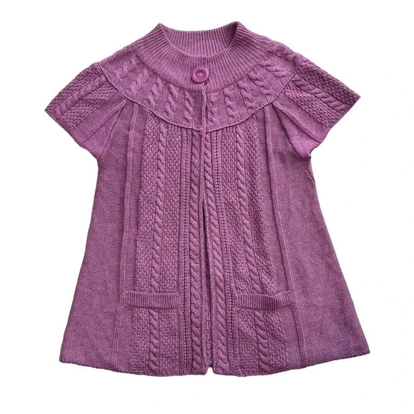 B. Moss Purple Short Sleeve Knit Cardigan M - Picture 1 of 3